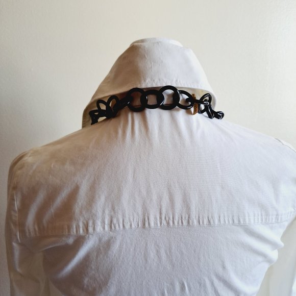 AMLE Italian Python Snakeskin Long Chain Horn Necklace - Picture 8 of 16